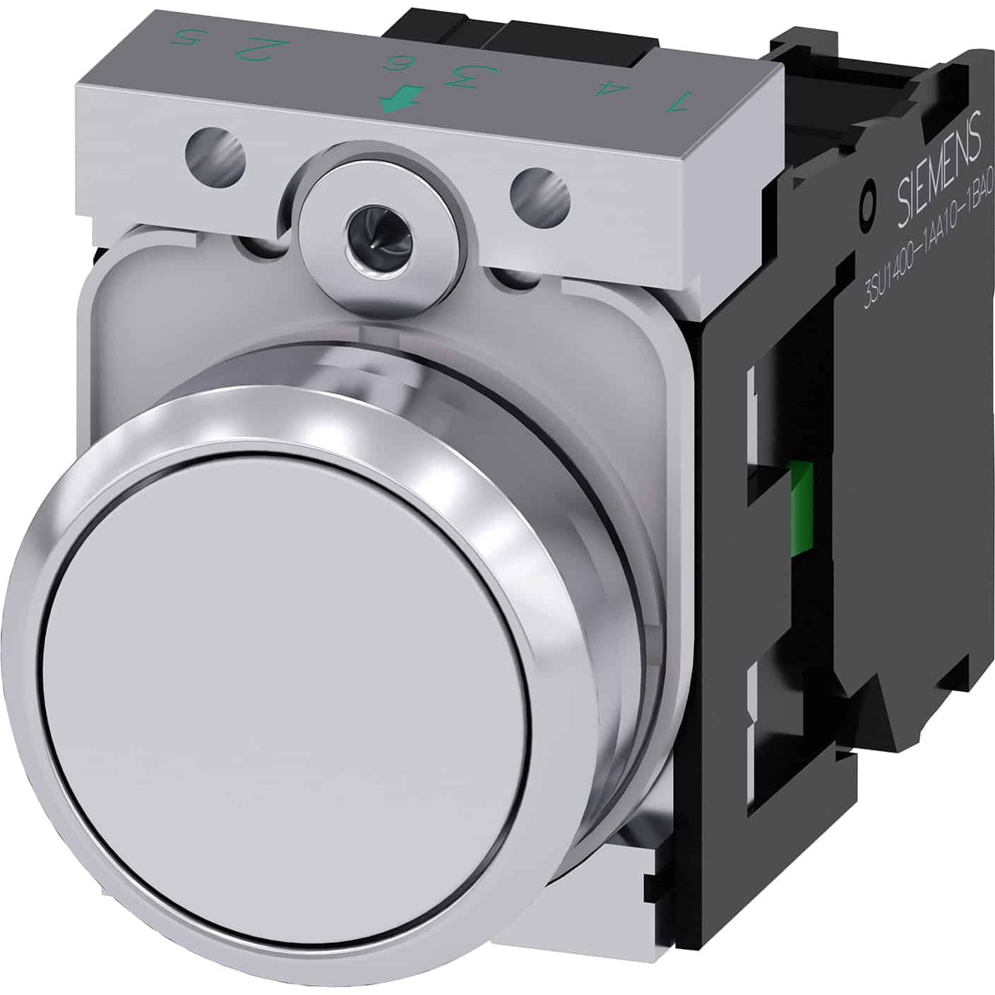 Buton comanda cu revenire 1ND alb 22mm contact momentan - SKU: 3SU1150-0AB60-1BA0