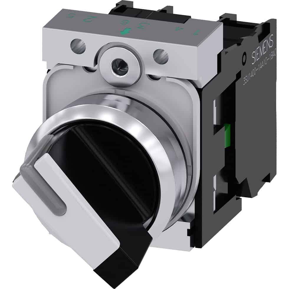 Comutator cu maneta scurta 1ND+1NI alb, 22mm rotund - SKU: 3SU1150-2BF60-1MA0