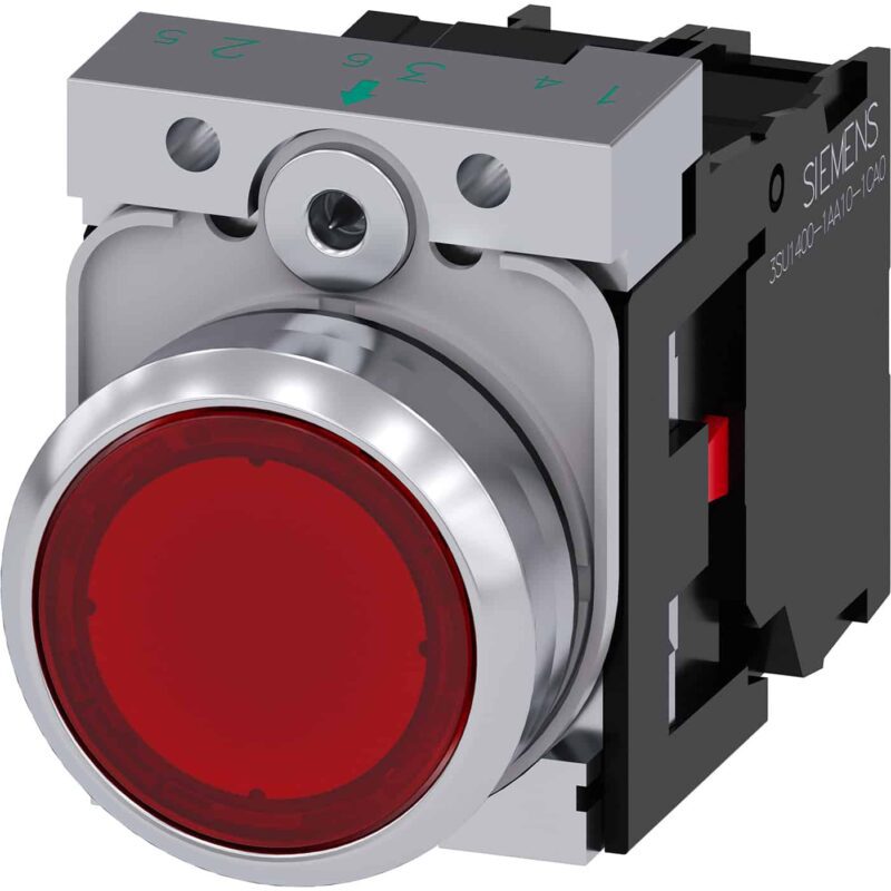 Buton comanda cu revenire si LED, 1NI, 110VAC, rosu  - SKU:  3SU1153-0AB20-1CA0