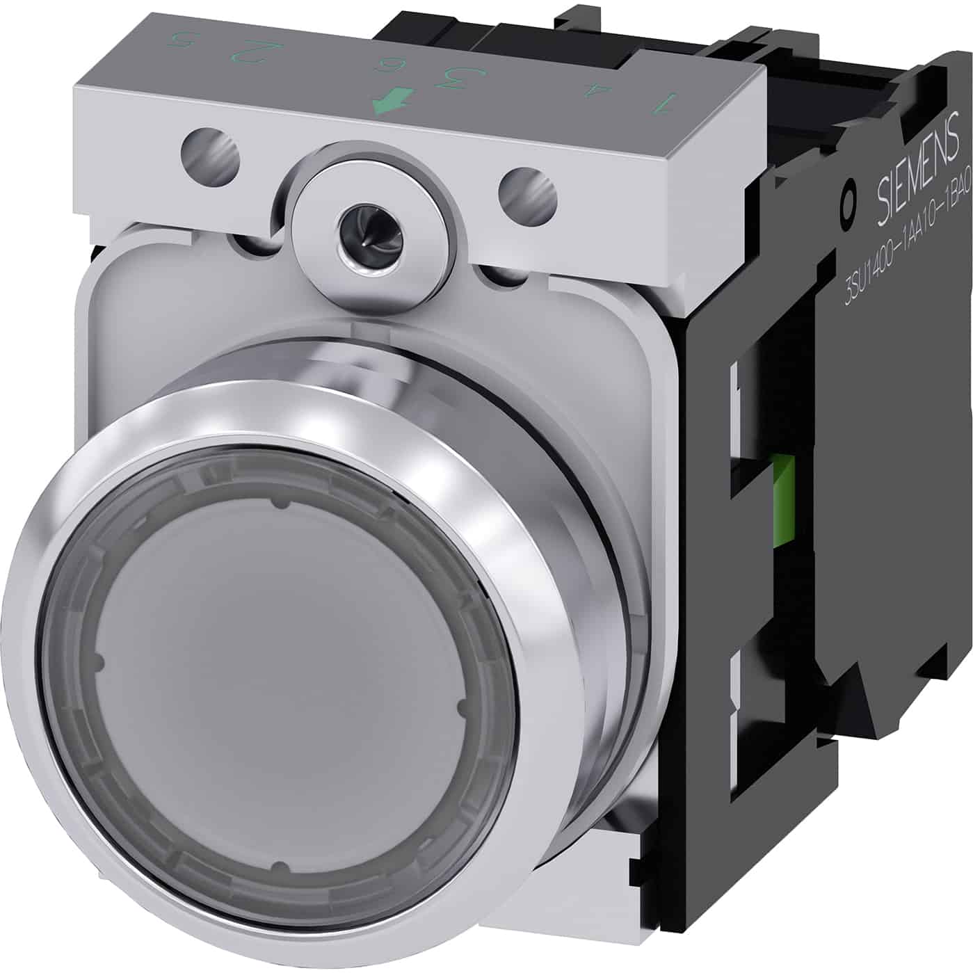 Buton comanda cu revenire si LED transparent, 1ND, 230VAC - SKU: 3SU1156-0AB70-1BA0