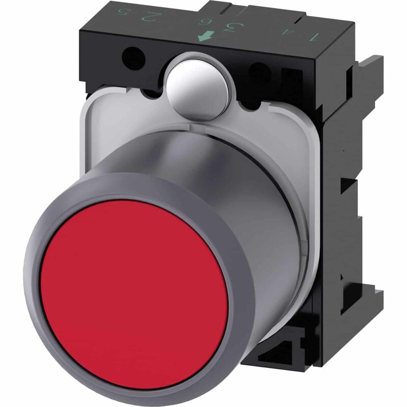Buton comanda cu revenire rosu 22mm IP67/IP69K - SKU:  3SU1230-0EB20-0AA0