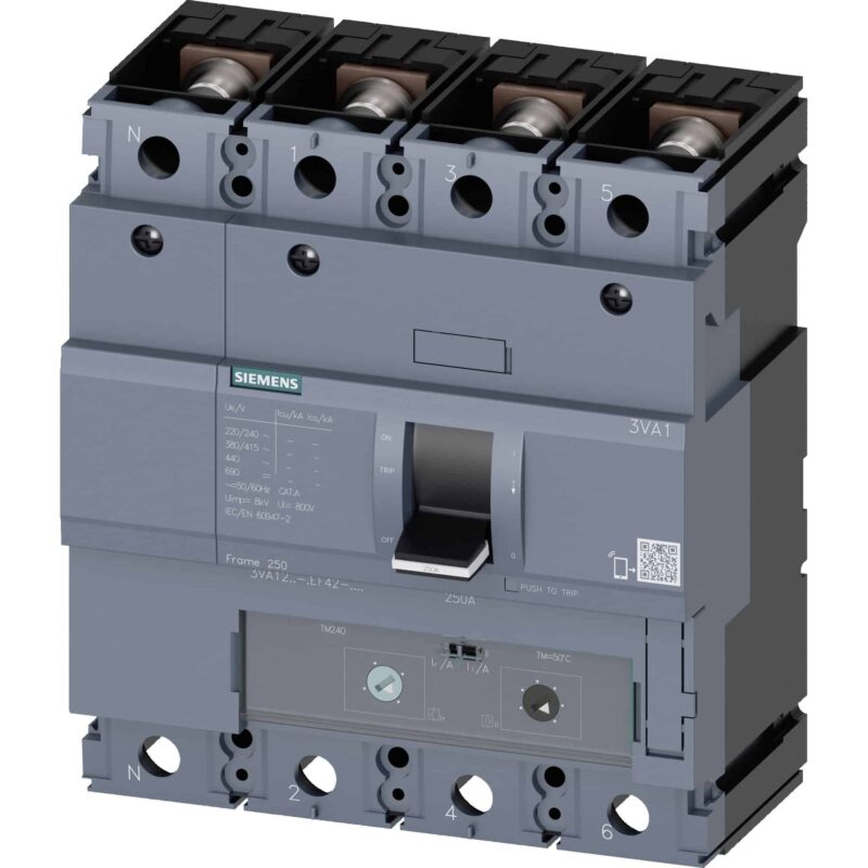 Intreruptor automat MCCB TM240, 4P, 55kA, reglabil, 200A  - SKU:  3VA1220-5EF42-0AA0