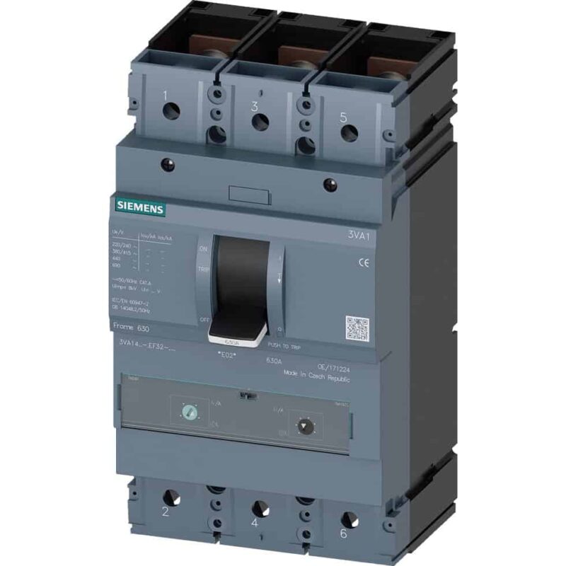 Intreruptor automat MCCB TM240 Siemens, 3P, 70kA, reglabil, 630A - SKU:  3VA1463-6EF32-0AA0