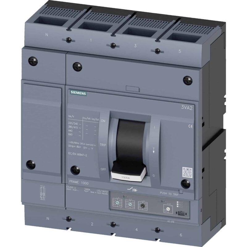Intreruptor automat MCCB ETU320, 4P, 55kA, reglabil, 1000A - SKU:  3VA2510-5HL42-0AA0