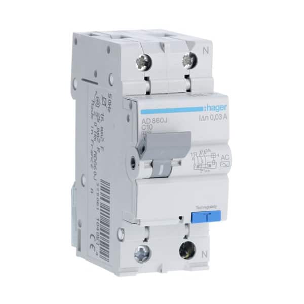 Siguranta automata monofazica cu protectie diferentiala 10A 30mA curba C - SKU:  AD860J