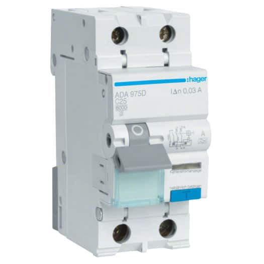Disjunctor diferential monofazat 25A 30mA curba C tip A - SKU:  ADA975D