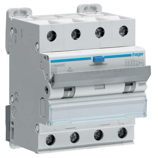 Siguranta automata diferentiala trifazata 40A 30mA curba B RCBO tip A 6kA - SKU:  ADM440C