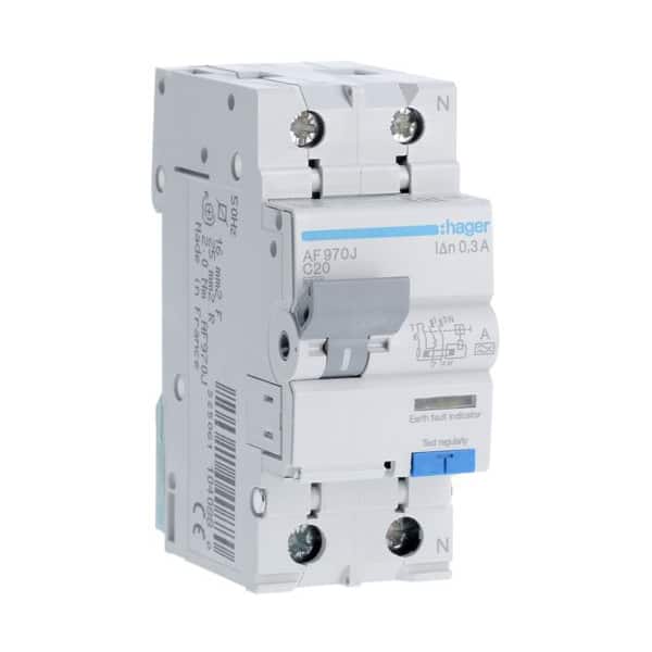 Disjunctor diferential monofazat 20A, 300mA, curba C, tip A, 6kA - SKU:  AF970J