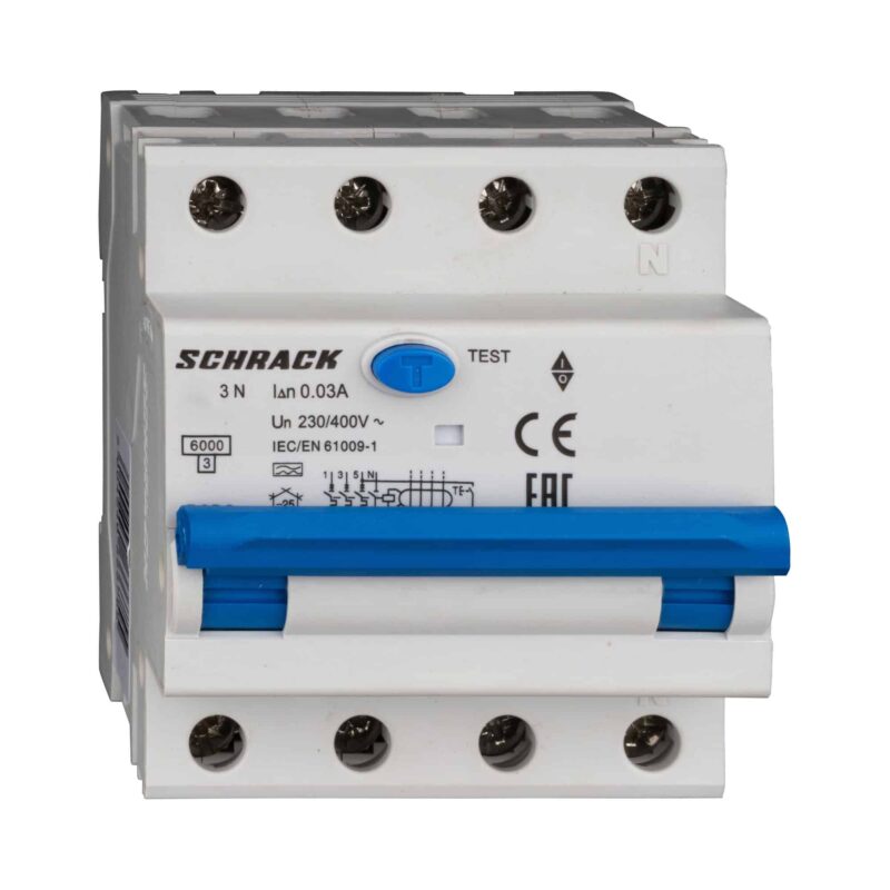 Disjunctor diferential trifazic 25A, 30mA, curba C, tip A, 6kA - SKU:  AK667825