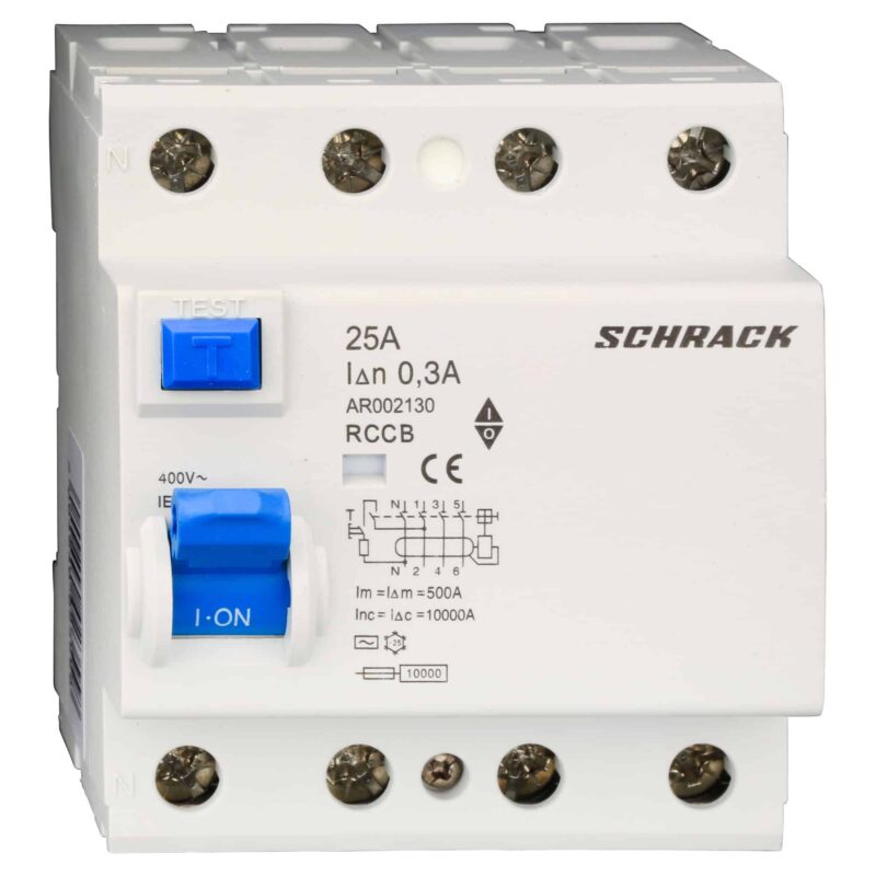 Disjunctor diferential trifazic 25A, 300mA, AC, 10kA, 4P - SKU:  AR002130
