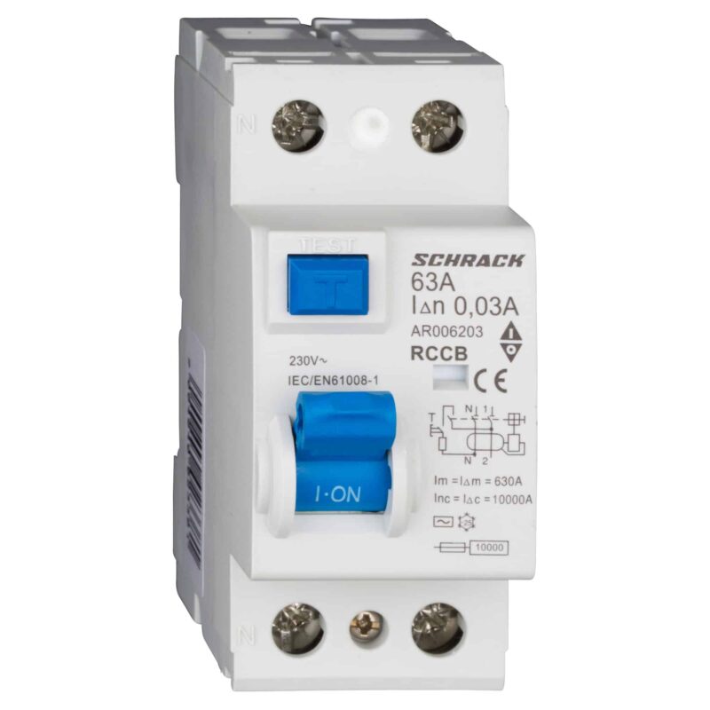 Disjunctor diferential monofazat 63A, 30mA, AC, 10kA, 2 pol - SKU:  AR006203