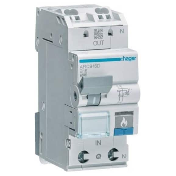 Protectie diferentiala arc electric AFDD, 1P+N, 16A, curba B, tip A, 6kA - SKU:  ARC916D