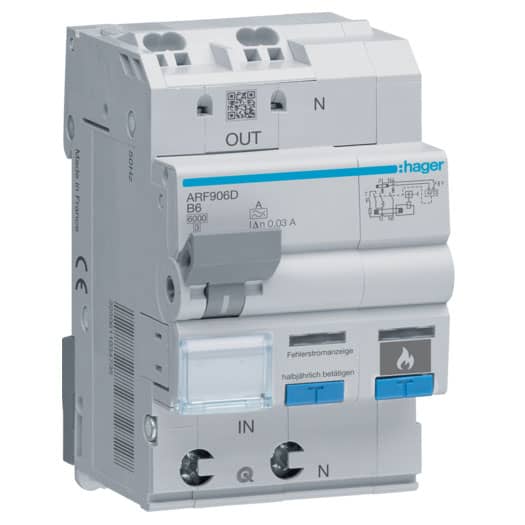 Protectie diferentiala arc electric AFDD+RCBO, 1P+N, 6A, 30mA, curba B, tip A - SKU:  ARF906D