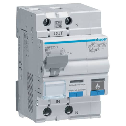 Protectie diferentiala arc electric AFDD+RCBO, 1P+N, 25A, 30mA, curba B, tip A - SKU:  ARF925D