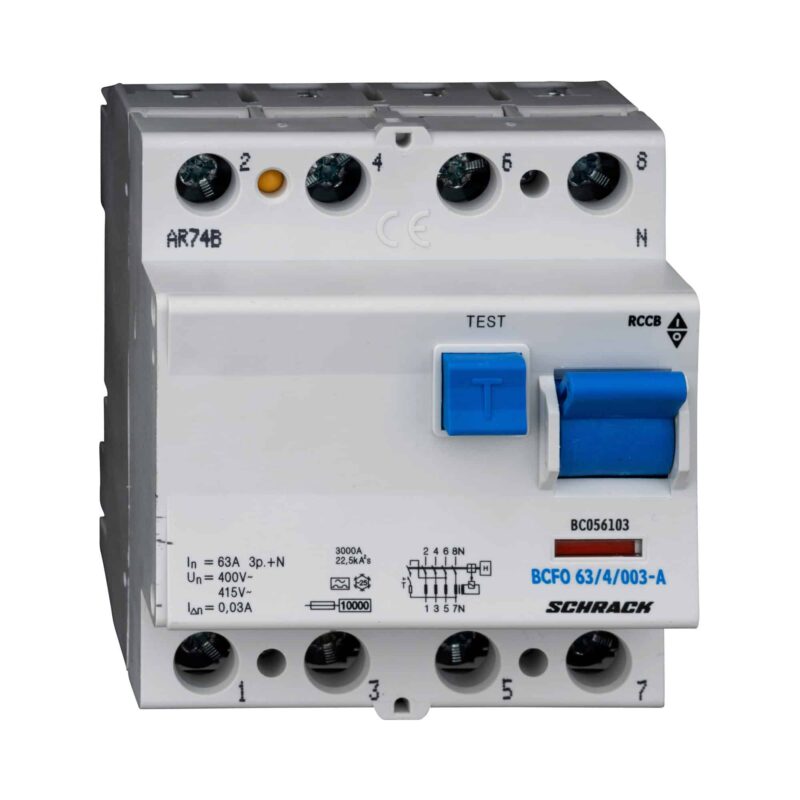 Disjunctor diferential trifazic 63A, 30mA, tip A, 10kA - SKU:  BC056103