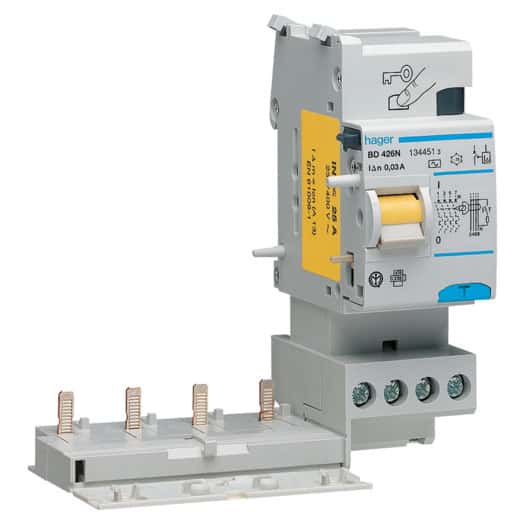 Bloc diferential 4 poli 25A 30mA tip AC 10kA - SKU:  BD426N