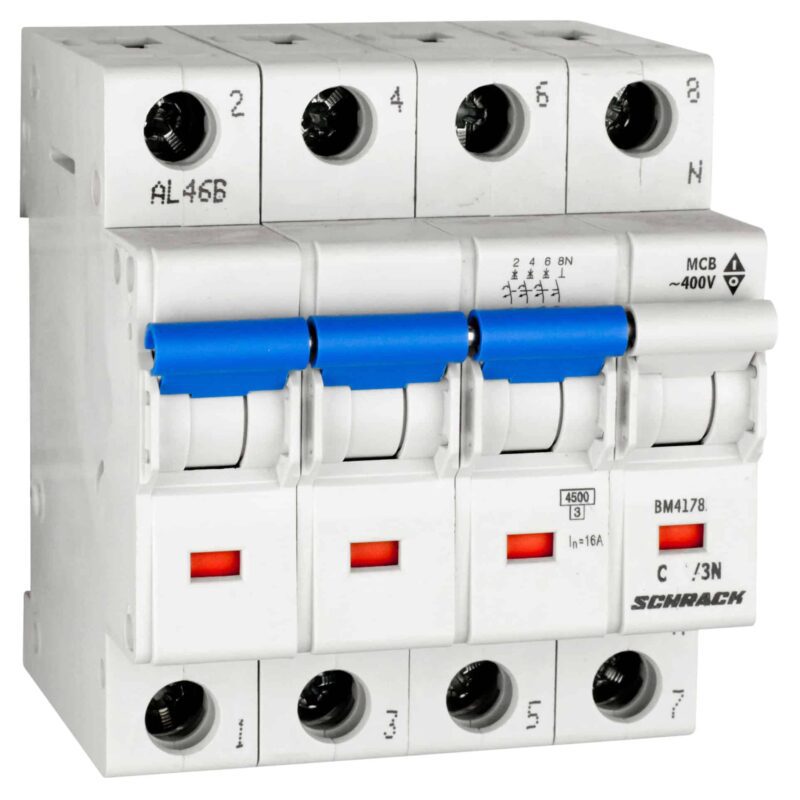 Disjunctor tetrapolar Schrack 3P+N 50A curba C 4.5kA - SKU:  BM417850