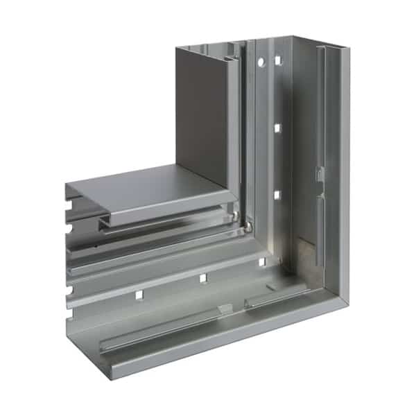 Unghi plan pentru canal cablu AL purtator de aparataj 165x165mm argintiu - SKU:  BRA651305H9010