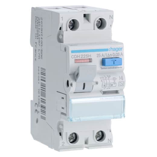 Intrerupator diferential trifazat 25A 30mA tip A HI 4.5kA - SKU:  CDH225H