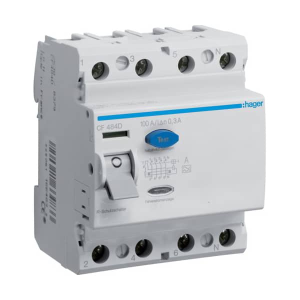 Siguranta diferentiala trifazata 4P 100A 300mA tip A - SKU:  CF484D