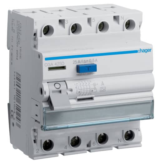 Disjunctor diferential trifazat 25A 500mA tip A 4.5kA - SKU:  CGA425D