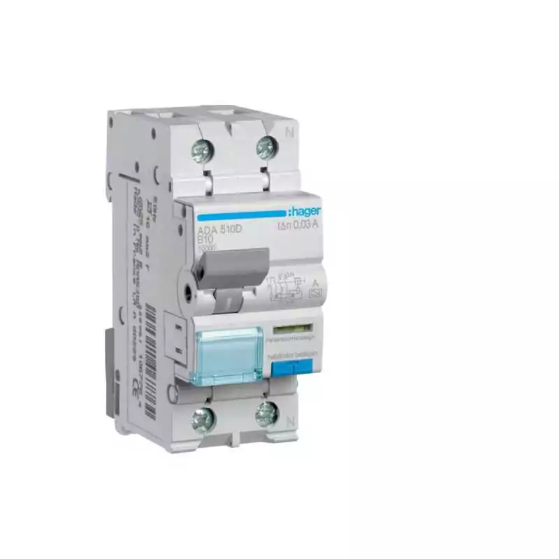 Disjunctor diferential 1P+N 10kA Curba B 10A 30mA Tip A - SKU:  ADA510D