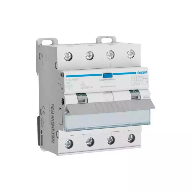 Disjunctor diferential 4 Poli 10kA Curba B 20A 30mA Tip A - SKU:  ADX420D