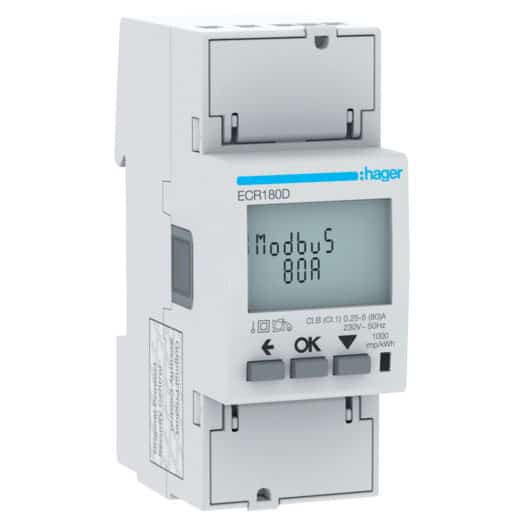 Contor energie electrica monofazat digital 80A 2 module MODBUS MID - SKU:  ECR180D