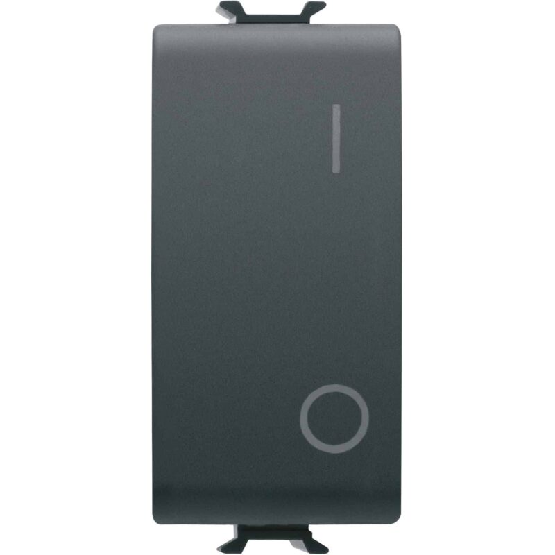 Intrerupator modular bipolar Gewiss, negru satinat, 16AX, 250V AC - SKU:  GW12004