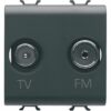 Priza modulara TV-FM Gewiss Chorus, negru, 2m, 16A - SKU:  GW12381