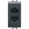 Priza modulara telefonica RJ11 cat.3 dubla, negru, 1M - SKU:  GW12403