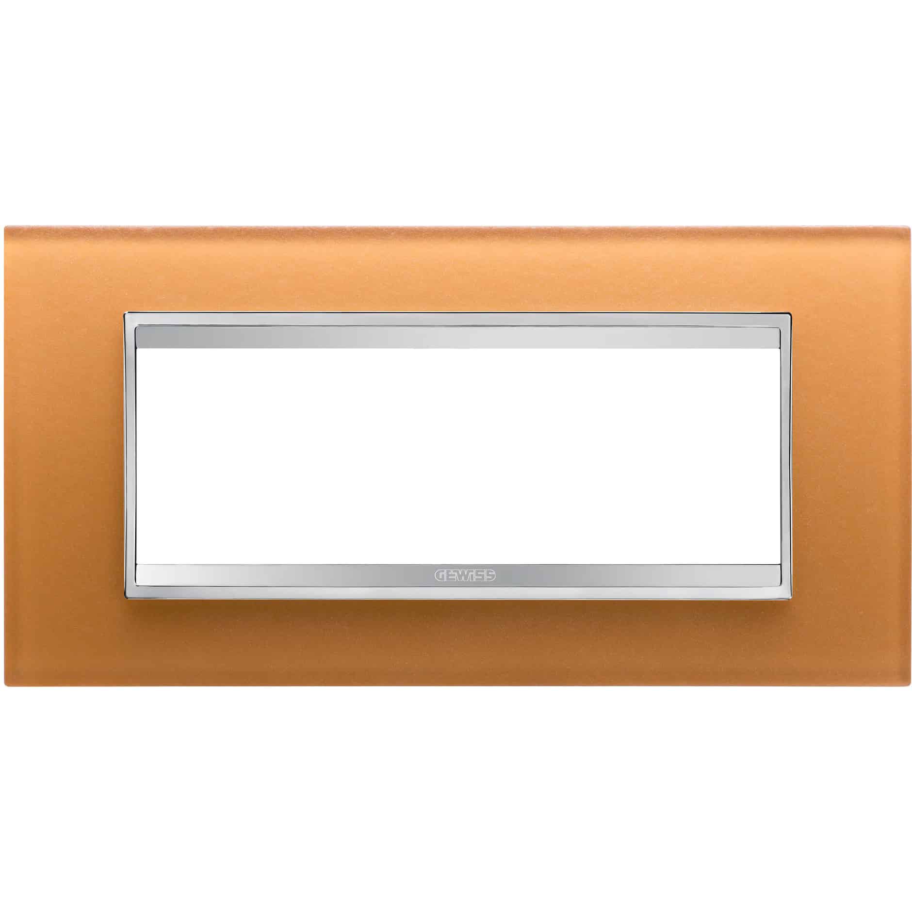 Rama decorativa aparataj modular Gewiss rectangulara 6M ocru Chorus Lux - SKU: GW16206CO