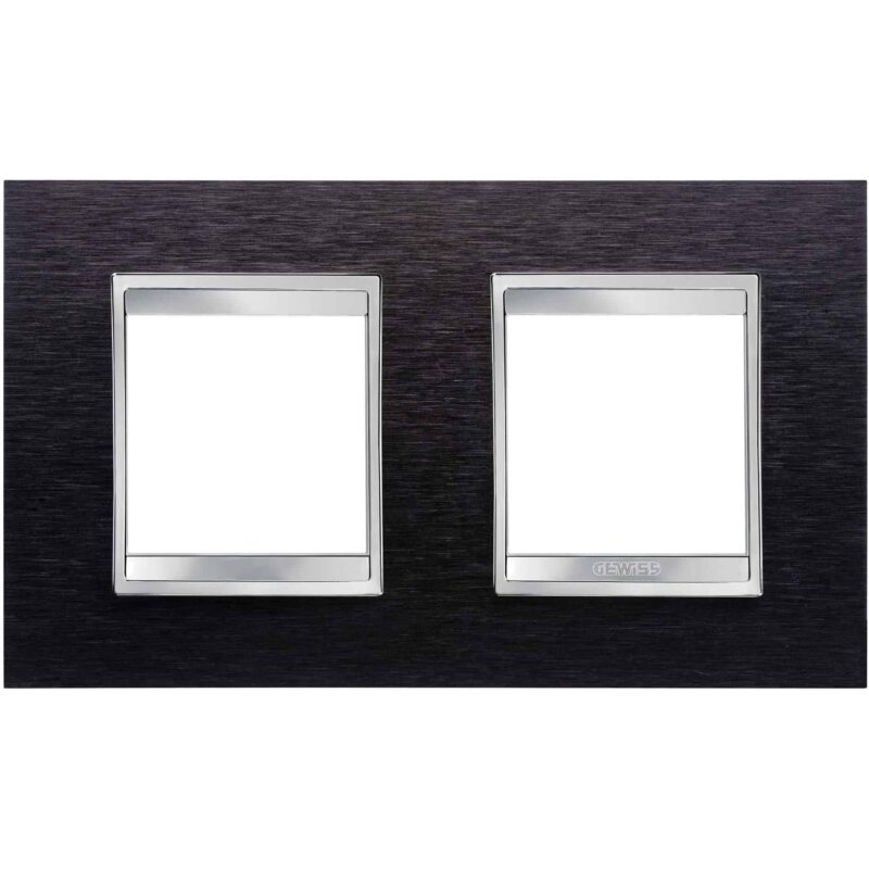 Rama decorativa aparataj unitar Gewiss orizontala 4 posturi aluminiu negru Chorus Lux International  - SKU:  GW16223MA