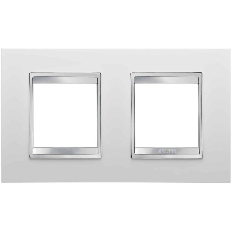 Rama decorativa aparataj unitar Gewiss orizontala 4 posturi alb-gri Chorus Lux International - SKU:  GW16223TB