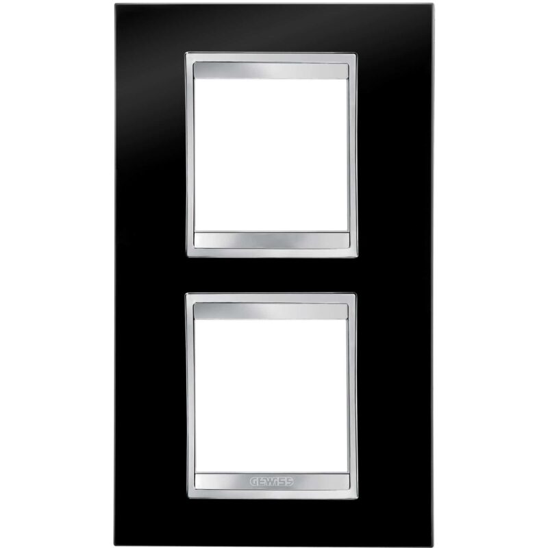 Rama decorativa aparataj unitar Gewiss verticala 4 posturi negru-gri Chorus Lux International  - SKU:  GW16224TN