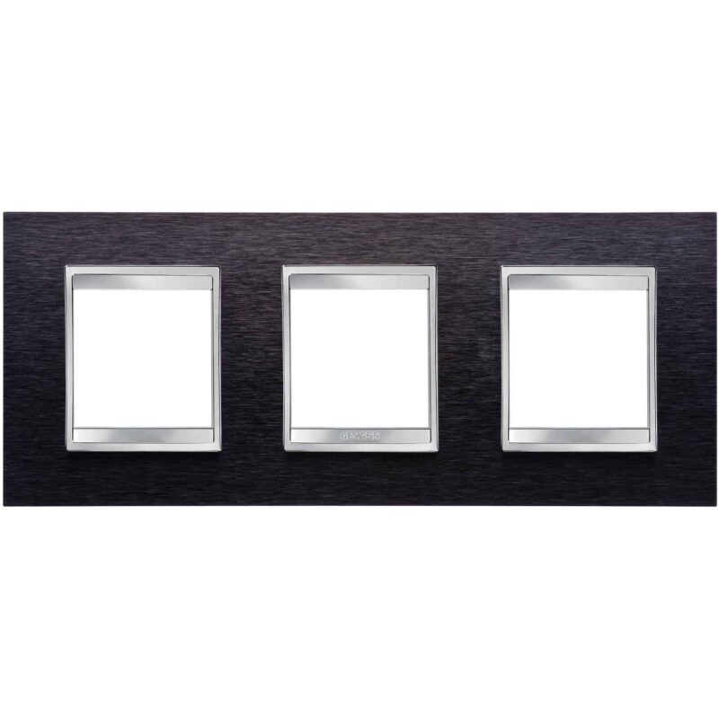 Rama decorativa aparataj unitar Gewiss, orizontala, 6 posturi, aluminiu negru, Chorus Lux International - SKU:  GW16226MA
