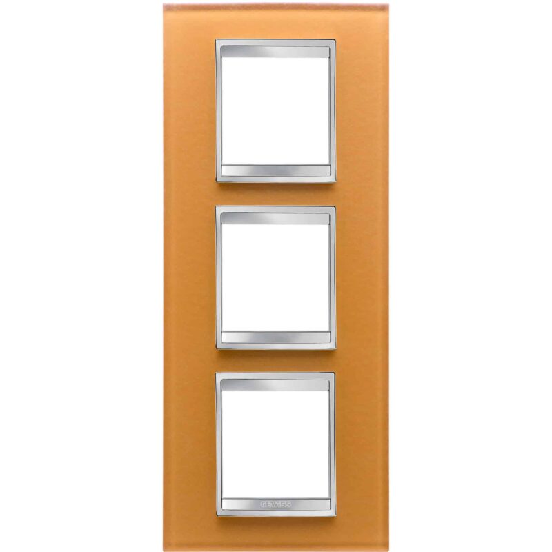 Rama decorativa aparataj unitar Gewiss, verticala, 6 posturi, ocru, Chorus Lux International - SKU:  GW16227CO