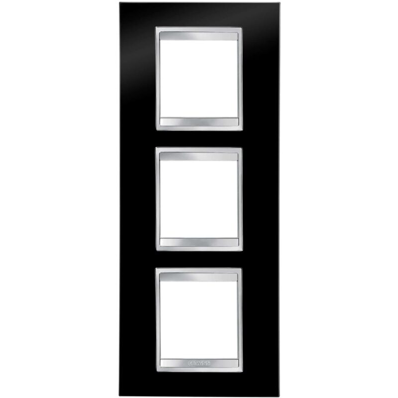 Rama decorativa aparataj unitar Gewiss, verticala, 6 posturi, negru-gri, Chorus Lux International  - SKU:  GW16227TN