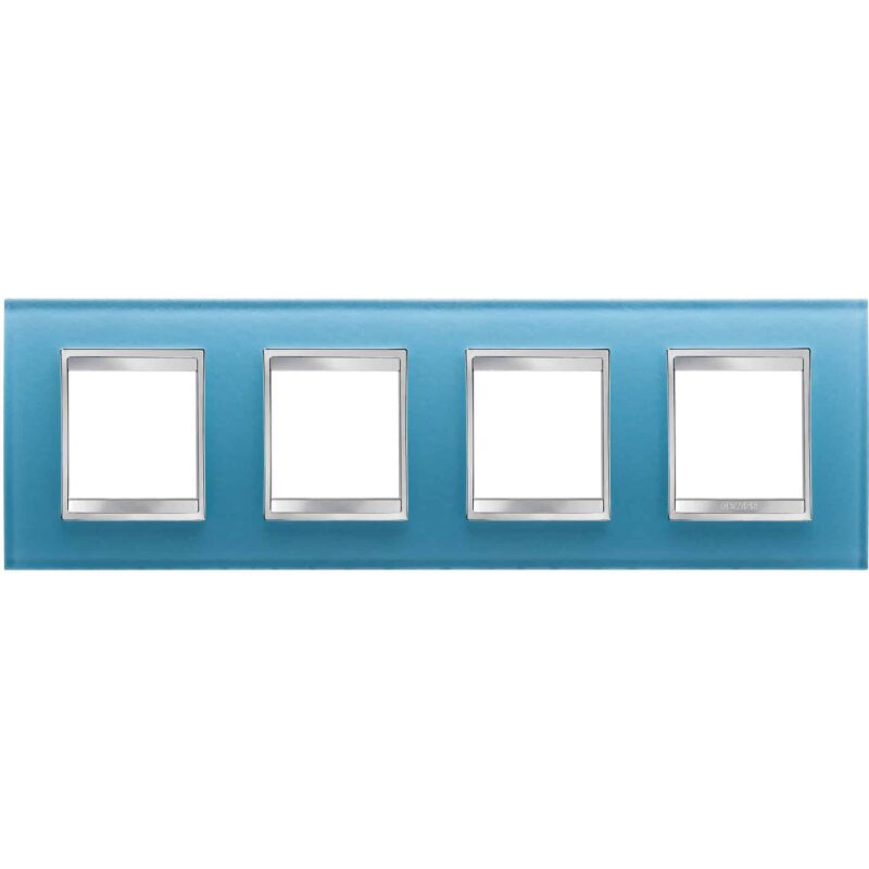 Rama decorativa aparataj unitar Gewiss orizontala 8 posturi albastru - SKU:  GW16228CA