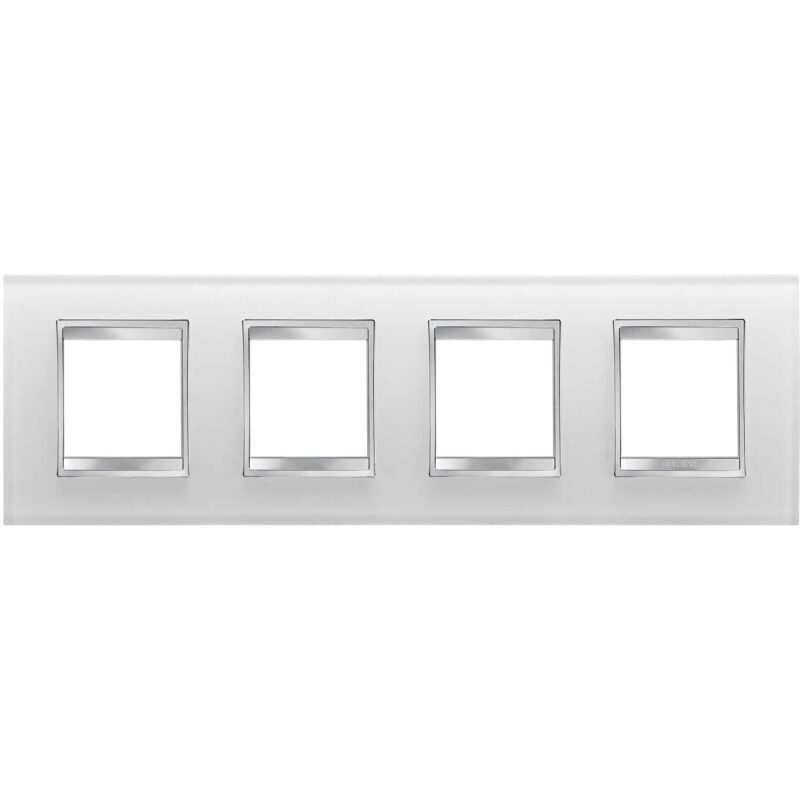 Rama decorativa aparataj unitar Gewiss orizontala 8 posturi alb Chorus Lux  - SKU:  GW16228CG