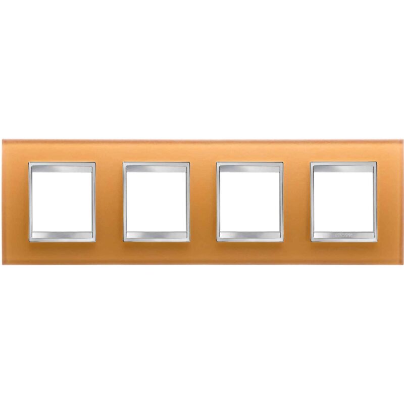 Rama decorativa aparataj unitar Gewiss orizontala 8 posturi ocru Chorus Lux International  - SKU:  GW16228CO