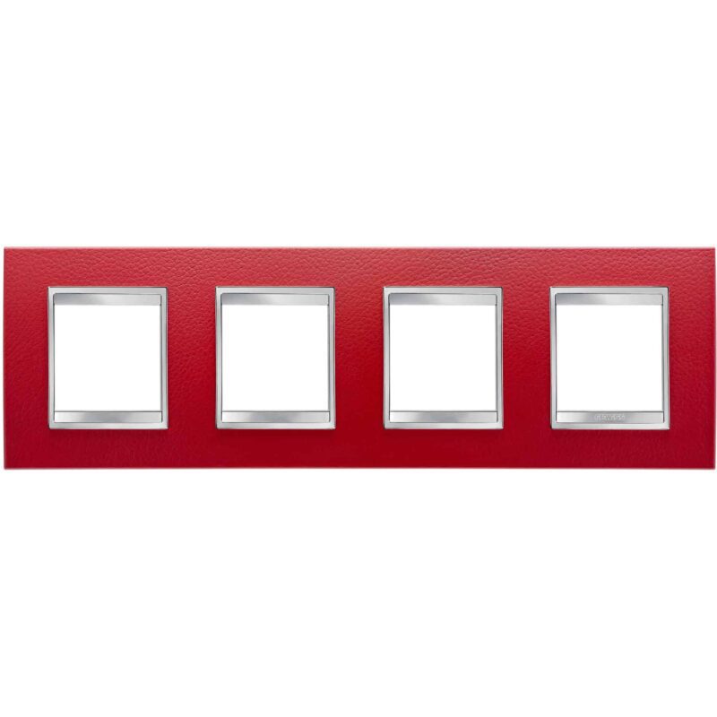 Rama decorativa aparataj unitar Gewiss orizontala 8 posturi rosu-gri Chorus Lux International  - SKU:  GW16228PR