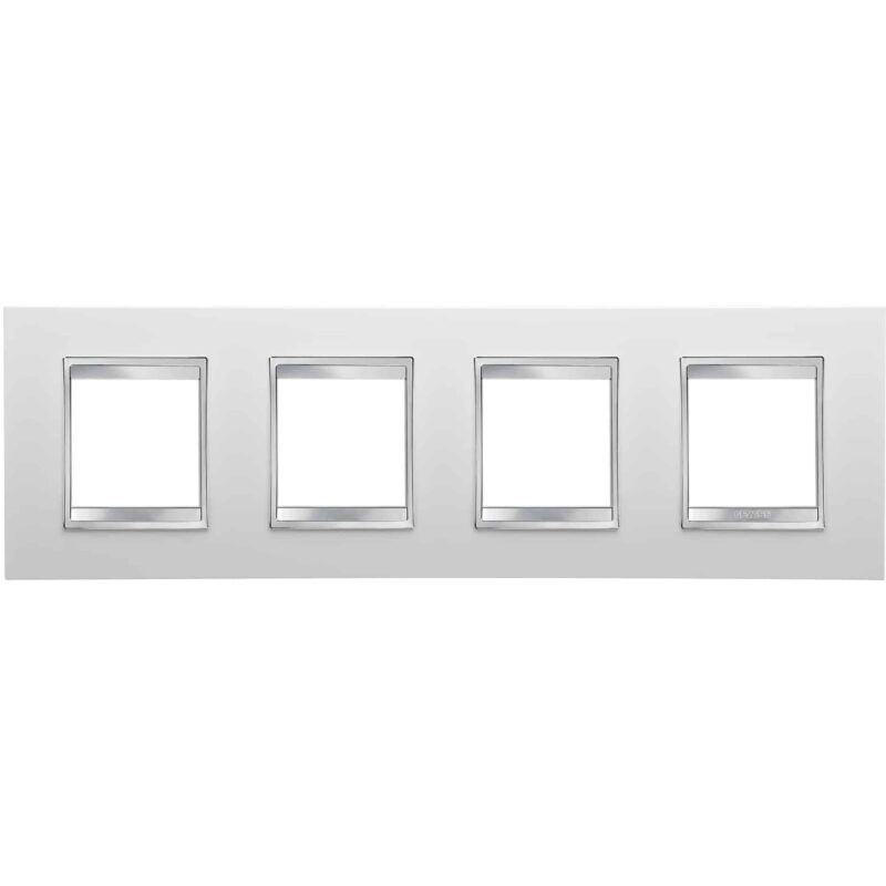 Rama decorativa aparataj unitar Gewiss, orizontala, 8 posturi, alb-gri - SKU:  GW16228TB