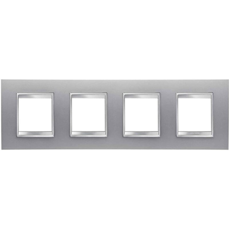 Rama decorativa aparataj unitar Gewiss, orizontala, 8 posturi, gri titan-gri, Chorus Lux International - SKU:  GW16228VT