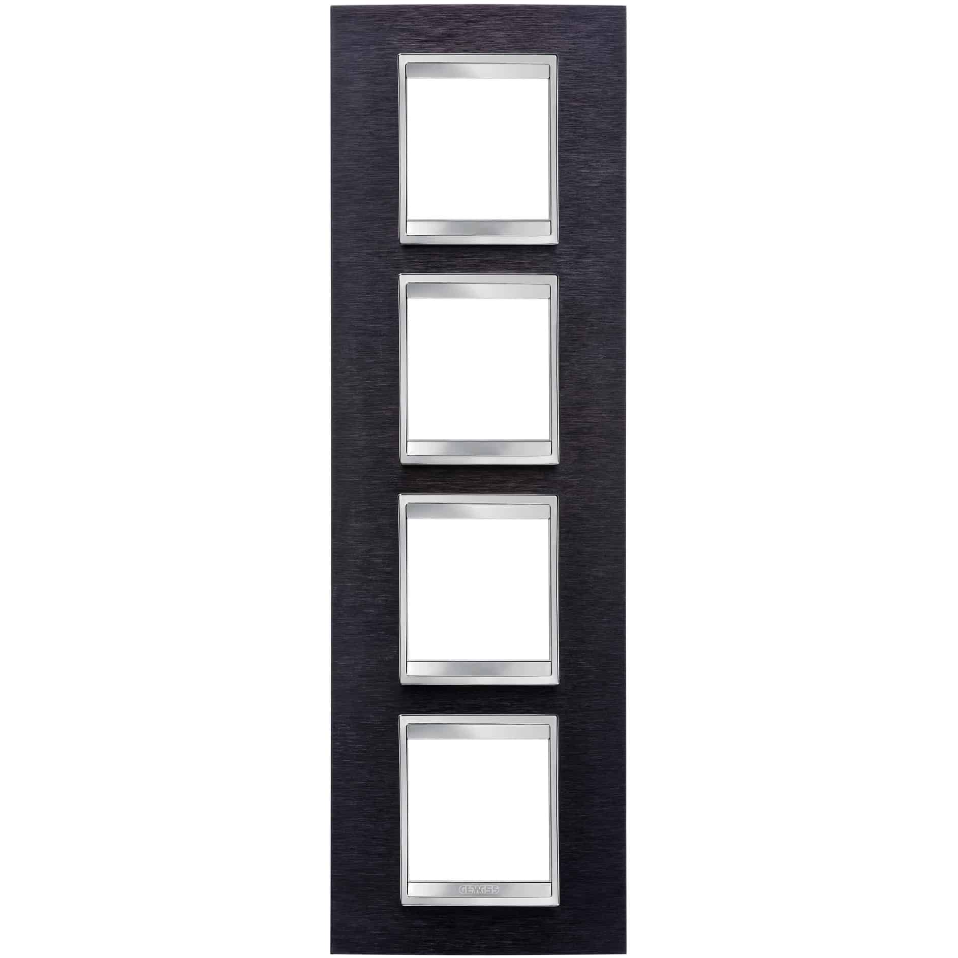 Rama decorativa aparataj unitar Gewiss verticala 8 posturi aluminiu negru Chorus Lux International - SKU: GW16229MA