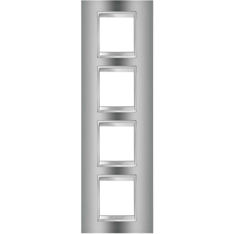 Rama decorativa aparataj unitar Gewiss, verticala, 8 posturi, crom-gri, Chorus Lux International  - SKU:  GW16229MC