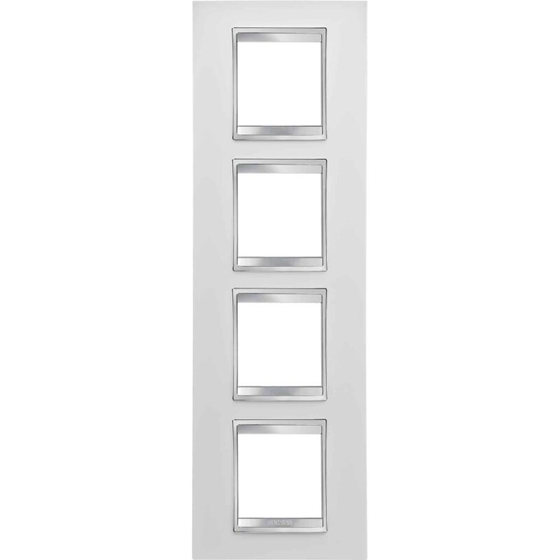 Rama decorativa aparataj unitar Gewiss Chorus Lux International 8 module vertical alb-gri - SKU:  GW16229TB