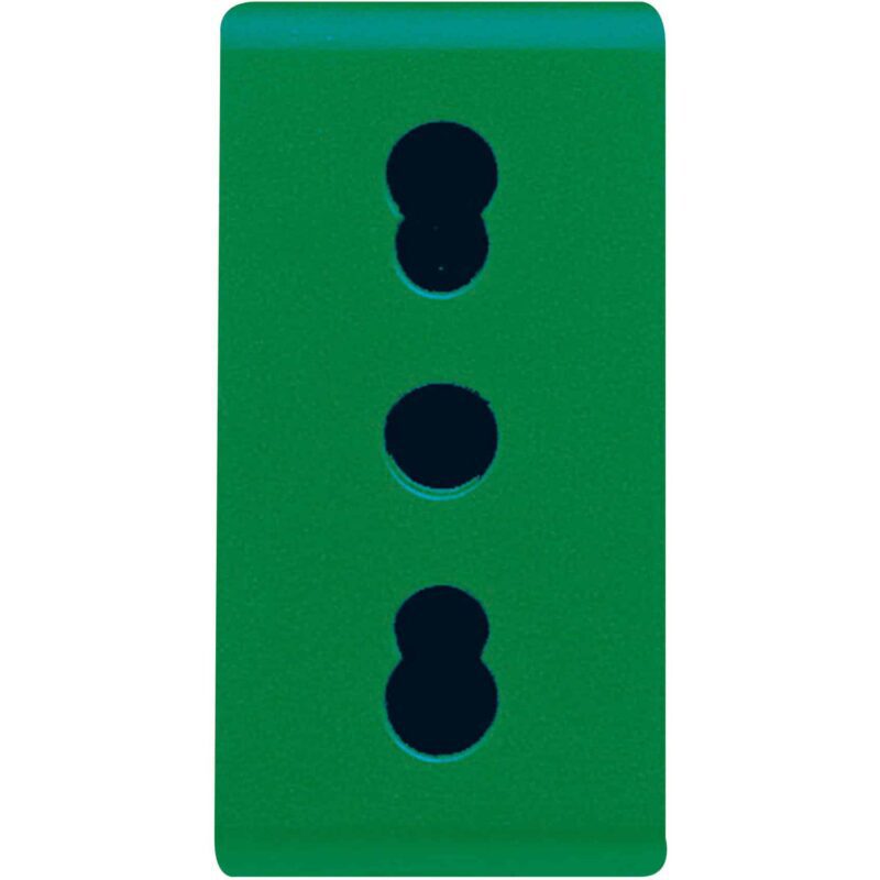 Priza modulara 2P+E Gewiss, verde, 16A, 1 modul - SKU:  GW20281