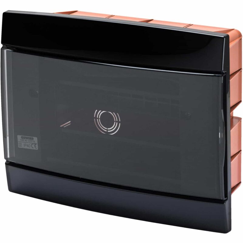 Tablou electric PVC incastrat, 8 module, negru inchis, IP40 - SKU:  GW40225TN