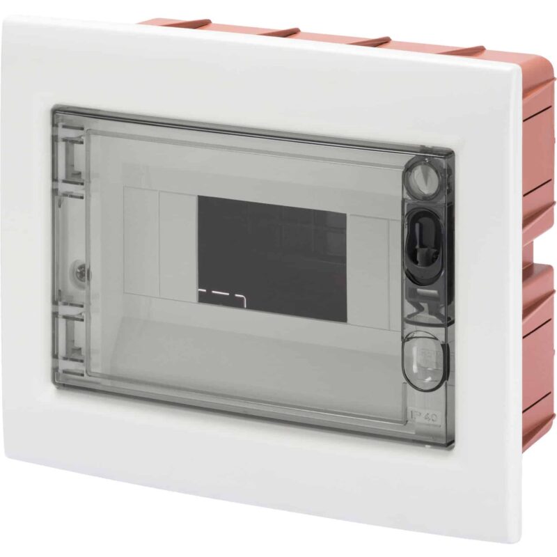 Tablou electric incastrat PVC, 8 module, IP40, portello fumè - SKU:  GW40604